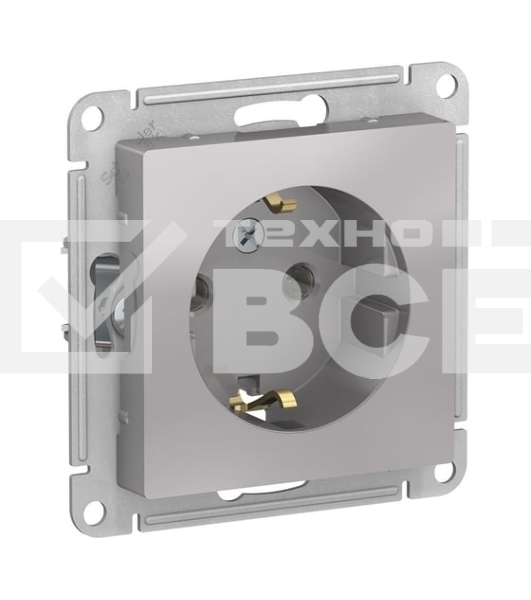 Механизм розетки 1-м СП AtlasDesign с заземл. 16А алюм. SchE ATN000343