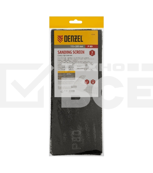Сетка абразивная Denzel P 80, 115 х 280 мм, 5 шт.