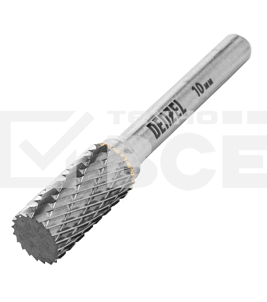 Борфреза по металлу Denzel твердосплавная, цилиндрическая, тип-А, 10 мм