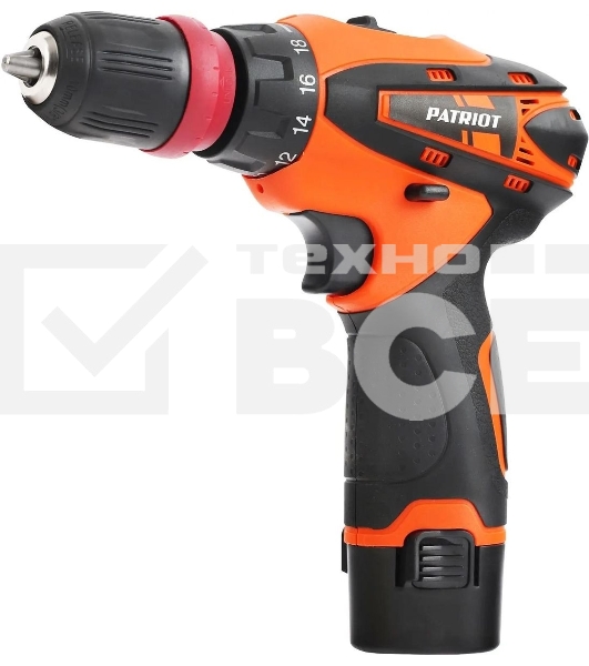Дрель-шуруповерт аккумуляторная Patriot BR 115Li, Аккумуляторная, 16В, 2 АКБ, Кейс