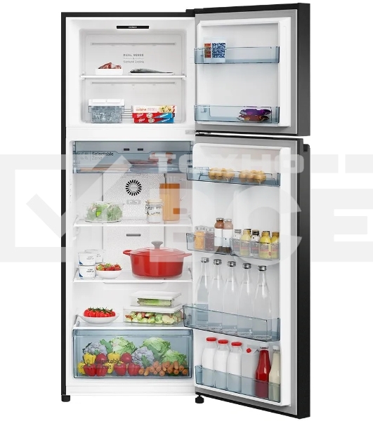 Холодильник Hitachi HRTN6443SUCS черный двухкамерный 315/94л морозилка сверху