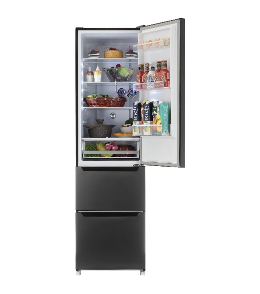 Холодильник Zugel ZRFD200B черный трехкамерный 197/85л морозилка снизу, No Frost