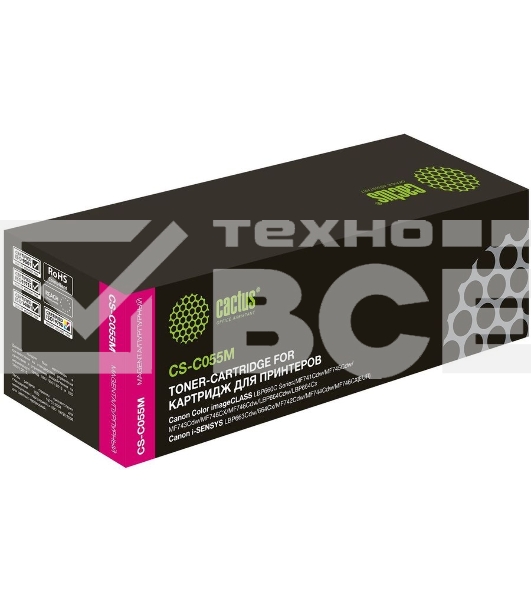 Картридж лазерный Cactus CS-C055M пурпурный (2100стр.) для Canon LBP663Cdw, LBP664Cx, MF746Cx, MF742Cdw, MF744Cdw