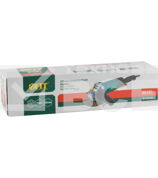 Углошлифовальная машина FIT AG-125/720 720 Вт, 0-10500 об/мин, КлК 125 мм, 2,1 кг, длинная, регулир.оборотов, б/с щеток, кор.
