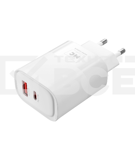 Сетевое зарядное устройство MORE CHOICE NC81a СЗУ 1USB+1Type-C 3.0A PD 20W+ QC3.0, белый