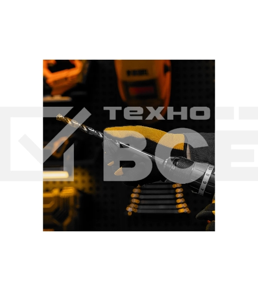 Сверло спиральное по металлу Denzel 11 х 195 мм, Р6М5, Golden Tip, удлиненное