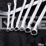 Набор накидных изогнутых гаечных ключей 12 шт Deli DL150012A Спецификация: 6x7, 8x9, 10x11, 12x13, 14x15, 16x17, 18x19, 20x22, 21х23, 24х27, 25х28, 30х32. Матовая хромированная поверхность. Чехол из ткани Oxford., фото6