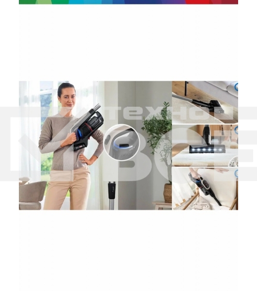 Пылесос вертикальный Bosch BCS931GAC серый, питание от аккумулятора, уборка сухая, пылесборник 0.4 л