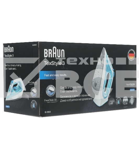 Утюг Braun SI3053BL голубой/белый, 2400 Вт, 45 г/мин, 170 г/мин, 270 мл