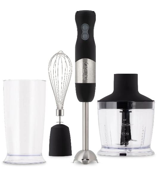 Блендер Vitek VT-3411 ST (стальной, 800 Вт, 6 скоростей, измельчитель 500 мл, стакан 600 мл, управление механическое)