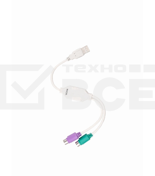 Кабель AM-2xPS/2 0.1м VCOM USB->2xPS/2 (адаптер для подключения PS/2 клавиатуры и мыши к USB порту), VUS7057