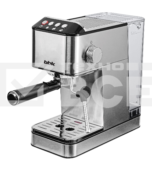 Кофеварка рожковая BBK BCM1501 нержавеющая сталь/черный, исп. кофе - молотый, 1.7 л, 1200 Вт, 20 бар