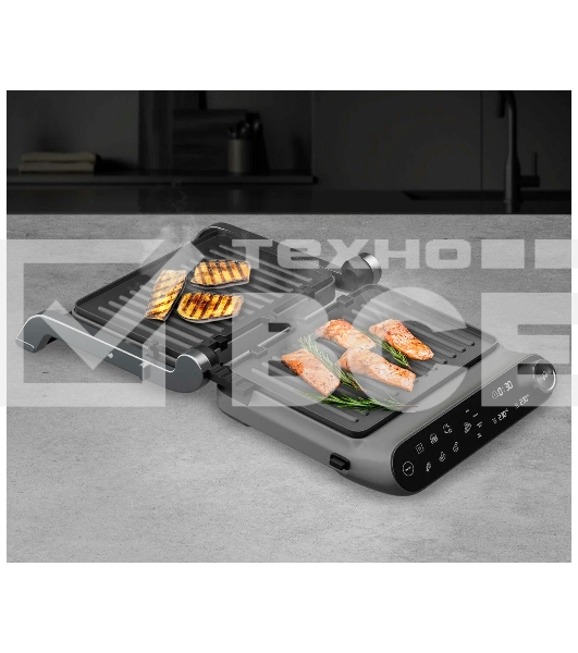 Гриль Redmond SteakMaster GM-303 cерый, 2200 Вт, дисплей, таймер, антипригарное покрытие