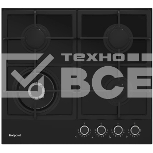 Газовая варочная поверхность Hotpoint HGSL 62 F/BK, независимая, черный