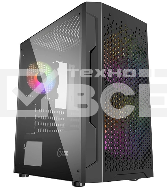 Компьютерный корпус Powercase Mistral Micro Z3B Mesh LED, Tempered Glass, 2x 140mm + 1х 120mm 5-color fan, черный, mATX (CMIMZB-L3)