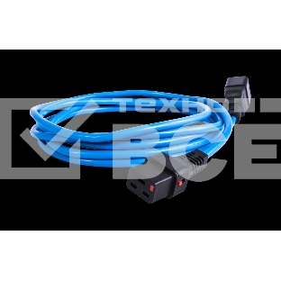 Шнур питания с фиксатором REM IEC 60320 C19/IEC 60320 C20, 16 А/250 В (3 x 1,5), 3 м, синий R-16-Cord-C19-C20-3-Blue