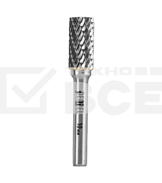 Борфреза по металлу Denzel твердосплавная, цилиндрическая, тип-А, 10 мм