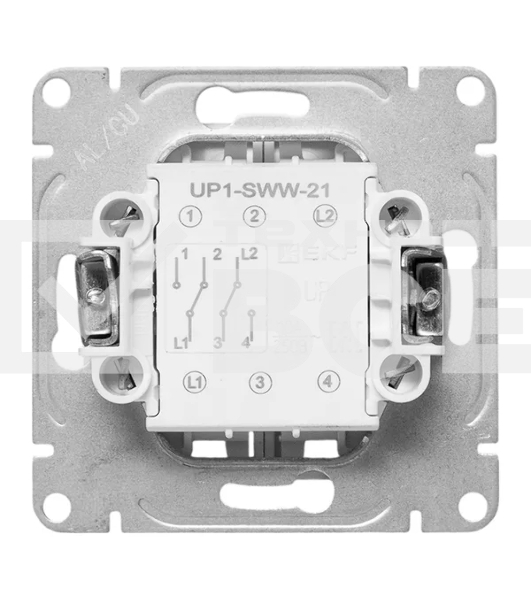 Механизм выключателя EKF UP1-SWW-21 двухклавишный, проходной, белый Эпика
