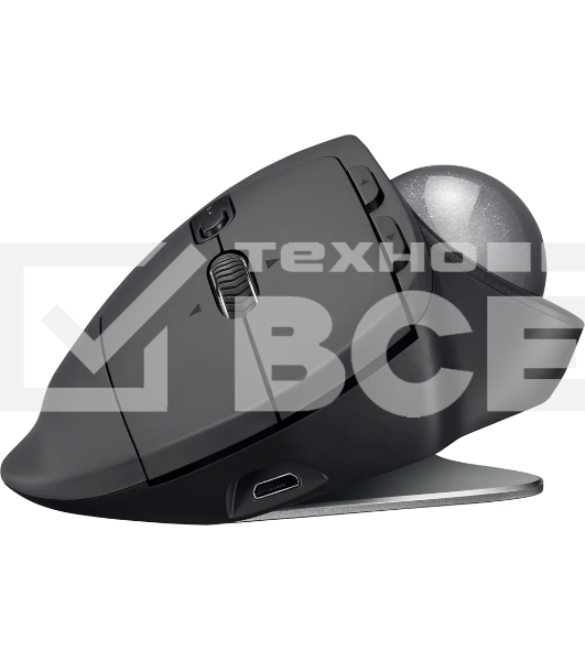 Трекбол беспроводной Logitech MX Ergo графитовый, 2048 dpi, радиоканал, Bluetooth, USB, кнопки - 8