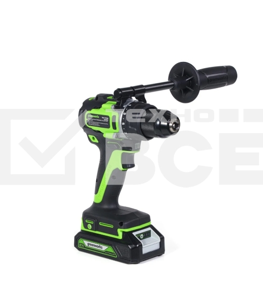 Дрель-шуруповерт аккумуляторная Greenworks GD24DD90 24V, 90 Нм, бесщеточная, 45/90Нм,2х4Ач,ЗУ,кор 3707507CUD