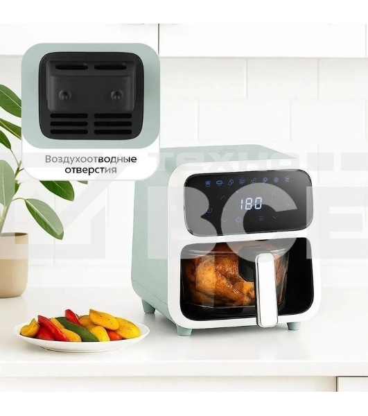 Аэрогриль Kitfort КТ-8147 светло-зеленый, 1800 Вт, 4 л, сенсор, 8 программ