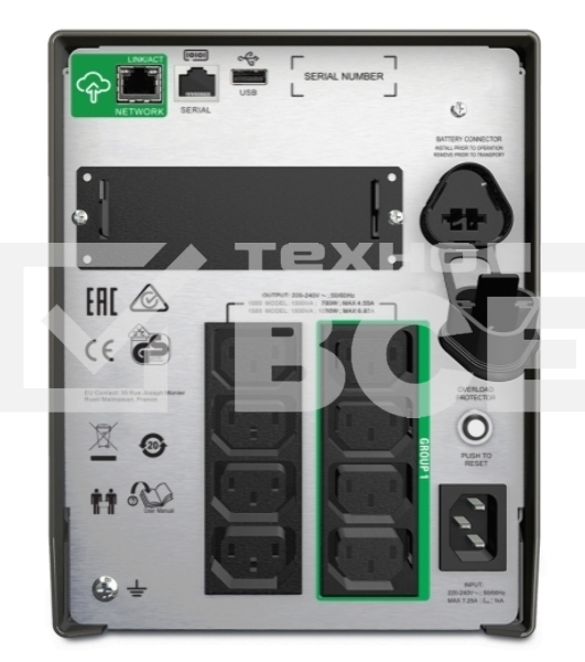 Источник бесперебойного питания APC Smart-UPS 1000VA/700W, Line-Interactive, LCD, Out: 220-240V 8xC13 (4-Switched), SmartSlot, USB, SmartConnect, Black, 1 year warranty (REP: SMT1000I)