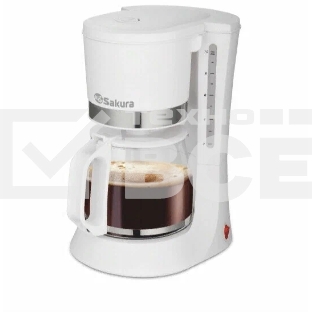 Кофеварка капельная Sakura SA-6117W белый, исп. кофе - молотый, 1.2 л, 700 Вт.