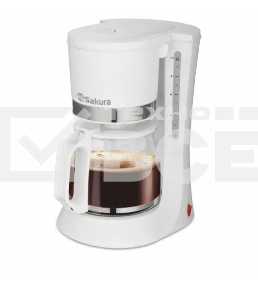 Кофеварка капельная Sakura SA-6117W белый, исп. кофе - молотый, 1.2 л, 700 Вт.
