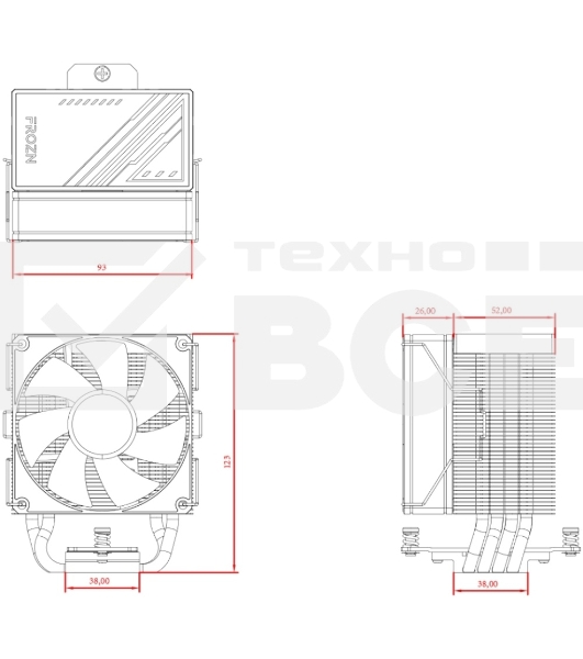 Кулер Cooler ID-Cooling FROZN A400 ARGB черный 92мм алюминий+медь 2200rpm 25.8db 4-pin 180W 123мм