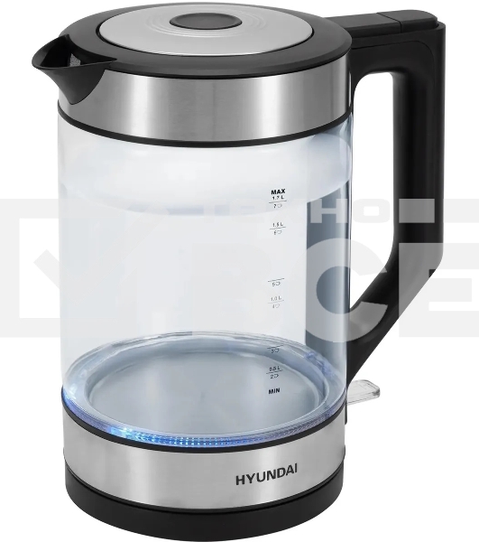 Чайник электрический Hyundai HYK-G3509 1.7л. 2200Вт черный/прозрачный корпус: стекло/пластик