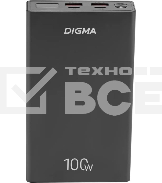 Портативный аккумулятор Digma DGPD100WA 20000mAh QC3.0/PD3.0 100W 5A 2xUSB-A/2xUSB-C черный