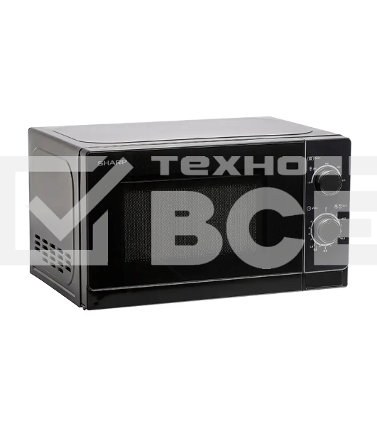 Микроволновая печь Sharp R-2000RK черный, 20 л, 800 Вт, переключатели - поворотный механизм