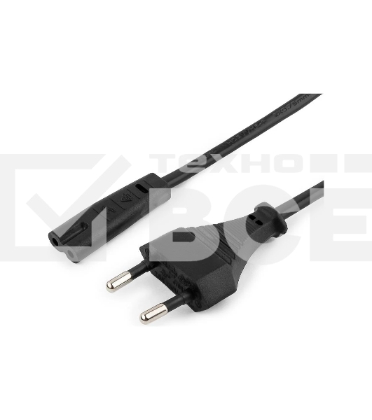 Шнур PowerCube ШВВП-АП 2*0,75 S52C7-250-2,5-1,8, черный, 1,8 м, S52 - C7, 2-pin