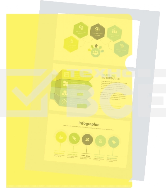 Папка-уголок Silwerhof Eco тисненый A4 пластик 0.12мм желтый