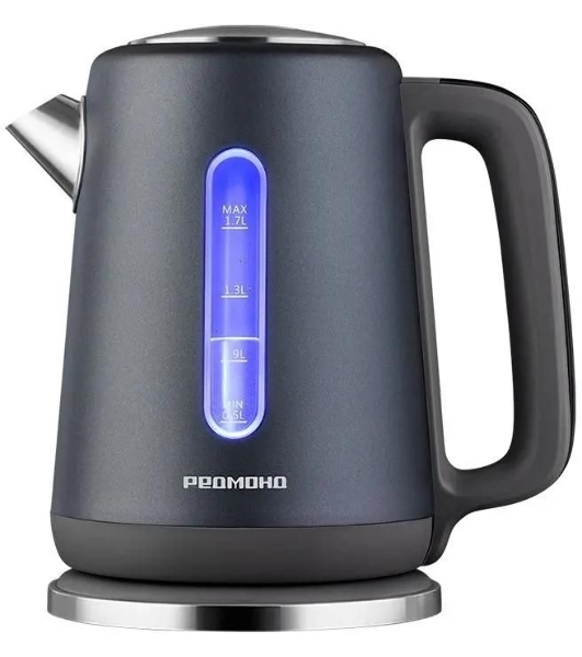 Чайник электрический Redmond KM238 1.7л. 2200Вт серо-голубой корпус: стекло