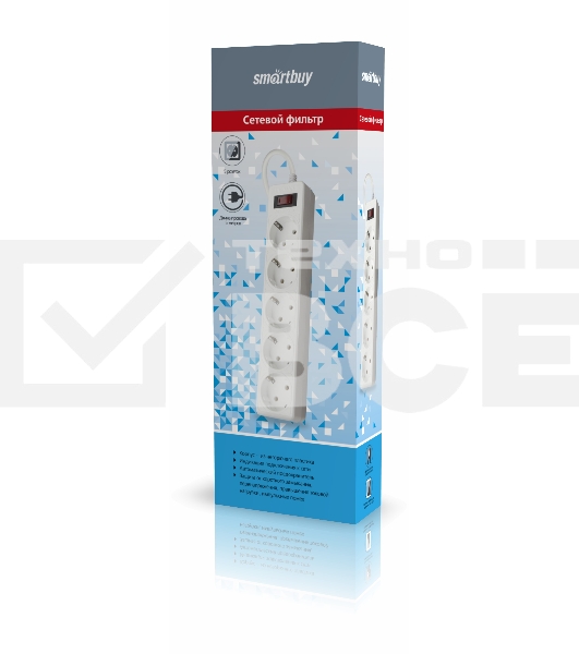 Сетевой фильтр Smartbuy (SBSP-50-W) - 5 роз х 5 м - белый