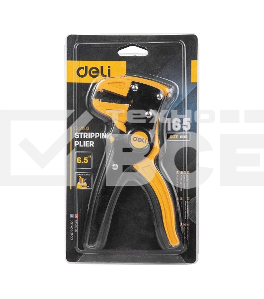Автоматические клещи для снятия изоляции (стриппер) Deli DL2003 180мм, диапазон зачистки 0,5-6 мм, пружина с автоматическим возвратом