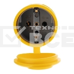 Розетка переносная влагозащищенная Rexant с крышкой, с/з, 16 А, IP44, каучук, желтый, фото4