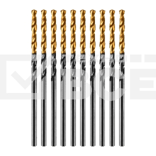 Сверло по металлу Denzel 2 мм, HSS-Tin, Golden Tip, 10 шт.