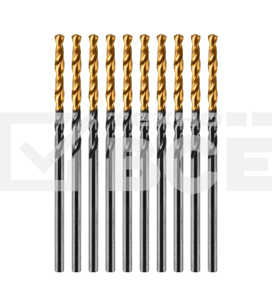 Сверло по металлу Denzel 2 мм, HSS-Tin, Golden Tip, 10 шт.