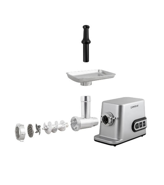 Мясорубка электрическая Endever Sigma-112 серебристый, 4500 Вт, 3 кг/мин, реверс, защита от перегрузки, металлический лоток, насадки - 5