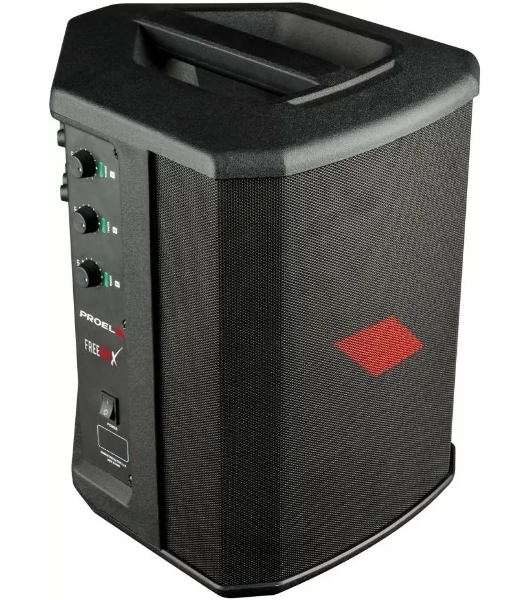 Активная акустическая система PROEL FREEONEX 2-х полосная, НЧ динамик 6', ВЧ динамик 3x2', мощность пик. 400 Вт, мощность ном. ВЧ/НЧ 50/150 Вт, АЧХ 60-18000 Гц, макс. SPL 115 дБ, 2x Combo XLR/TRS входа, 1/8' лин. вход, 1/4' TRS выход, Bluetooth, USB-A,