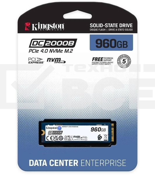 Накопитель SSD Kingston PCIe 4.0 x4 960GB SEDC2000BM8/960G DC2000B M.2 2280 0.4 DWPD