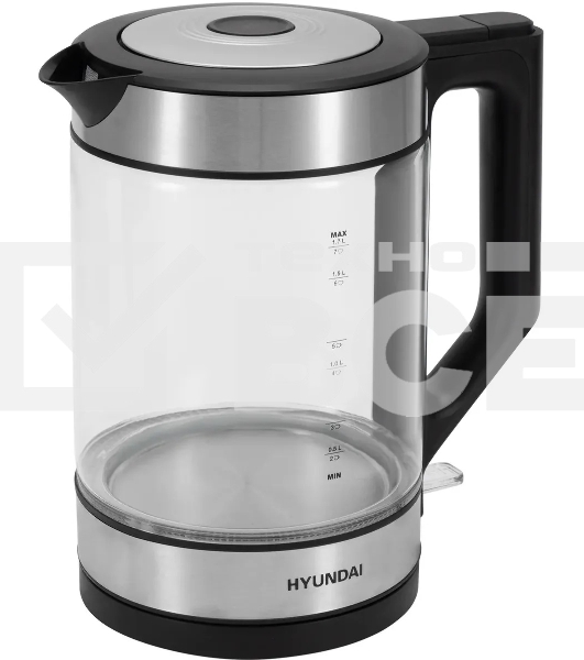 Чайник электрический Hyundai HYK-G3509 1.7л. 2200Вт черный/прозрачный корпус: стекло/пластик
