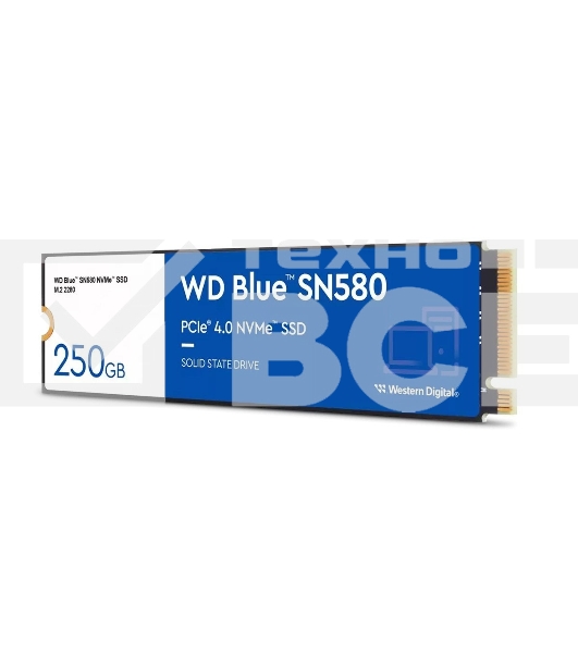 Накопитель SSD Western Digital M.2 2280 250GB Blue SN580 WDS250G3B0E PCIe Gen4x4 with NVMe,3D TLC NAND