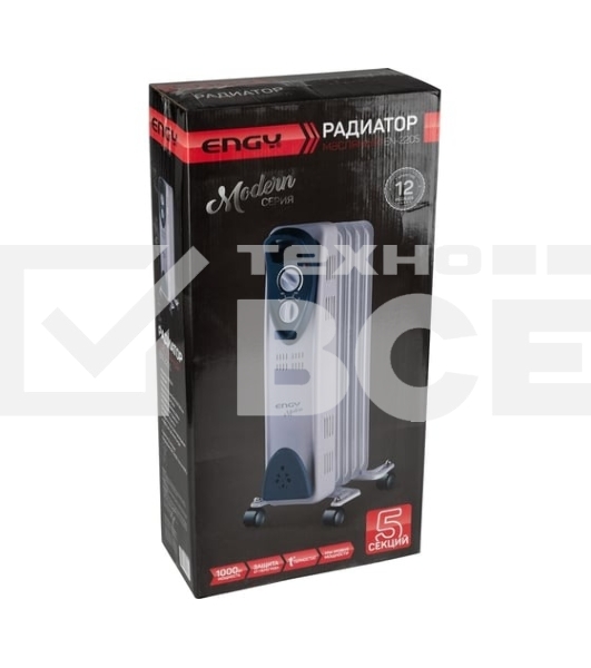 Масляный обогреватель Engy EN-2205 Modern (5 секций) белый, 1000 Вт, 10 м2, термостат