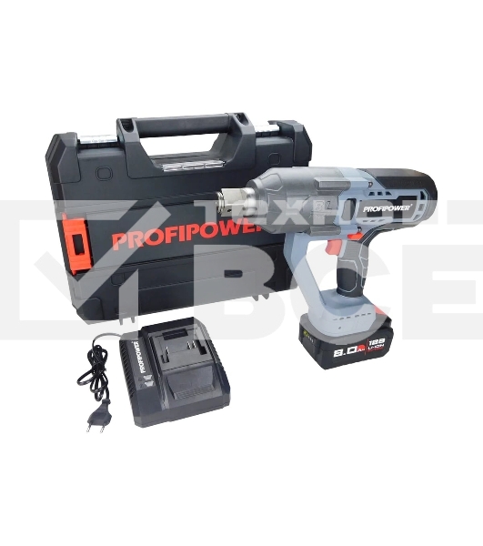 Аккумуляторный бесщеточный ударный гайковерт ProfiPower T-2500N (18В,Li-ion-1шт, 8.0А·ч, 2500Нм, З/У, в кейсе)