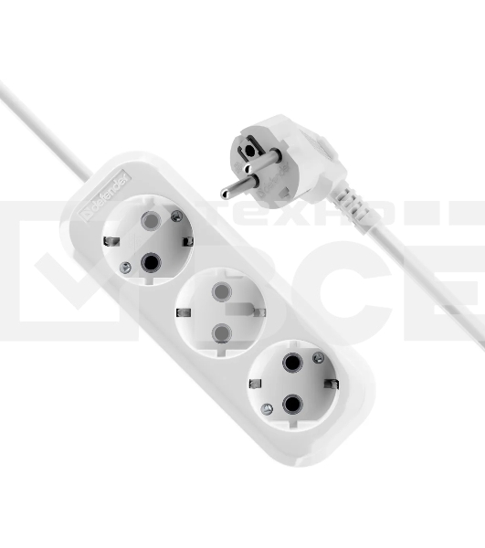 Удлинитель DEFENDER (99369) R330 16 А, 3 роз х 10 м, белый