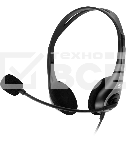 Наушники с микрофоном Оклик HS-M300 черный/серый 1.8м накладные оголовье (1876323)