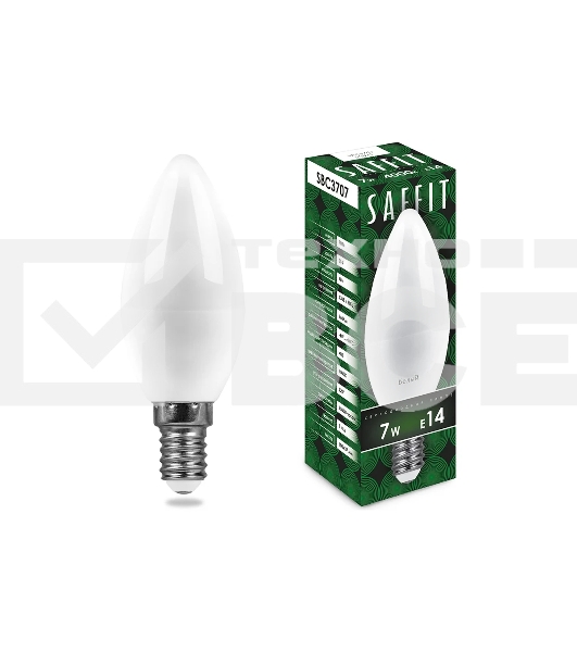 Лампа светодиодная SAFFIT SBC3707 (55031) 7 вт E14 белый матовая свеча